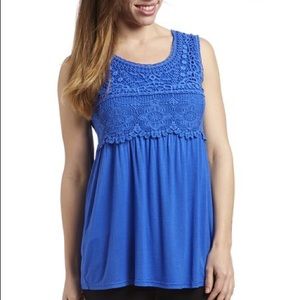 Lapis Crochet-Accent Empire-Waist Tank